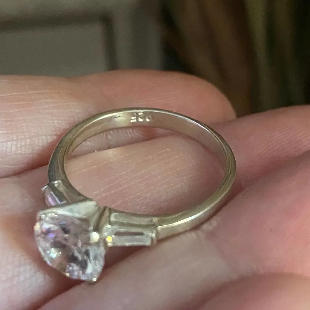 Sterling Silver CZ Engagement Ring Size 10